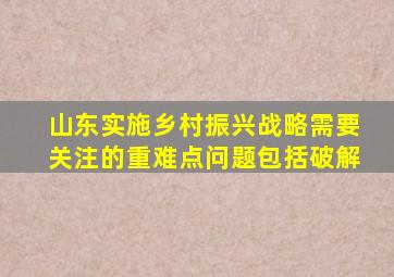 山东实施乡村振兴战略需要关注的重难点问题包括破解