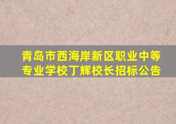青岛市西海岸新区职业中等专业学校丁辉校长招标公告
